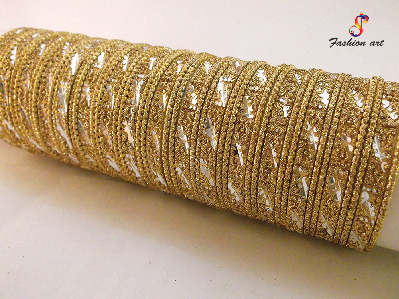 Hotline Antique Metal Bangles Set - Diameter: 2.4