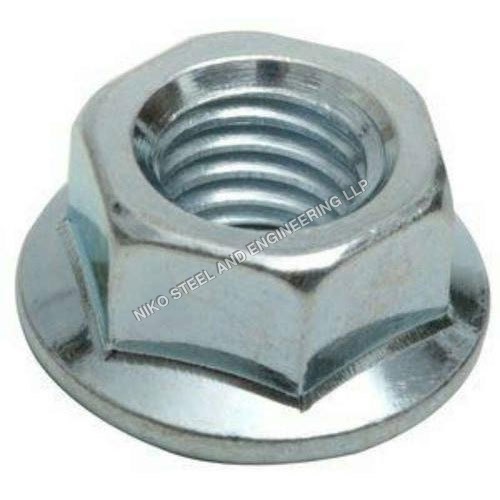 Flange Nut - Powder Coated, Standard Hexagon Design in Silver | Superior Strength, Vibration-Resistant, High-Durability for Industrial Applications