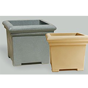 FOX Square Pot - Plastic Material, 12x12x12 inches, Grey and Cream Colors | Ideal for Garden Use and Stylish Plant Presentation