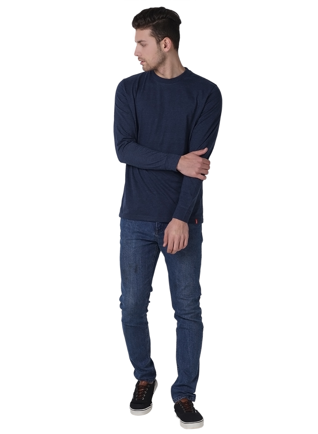 Wake Up Competition Solid Men's Round Neck Denim T-shirt