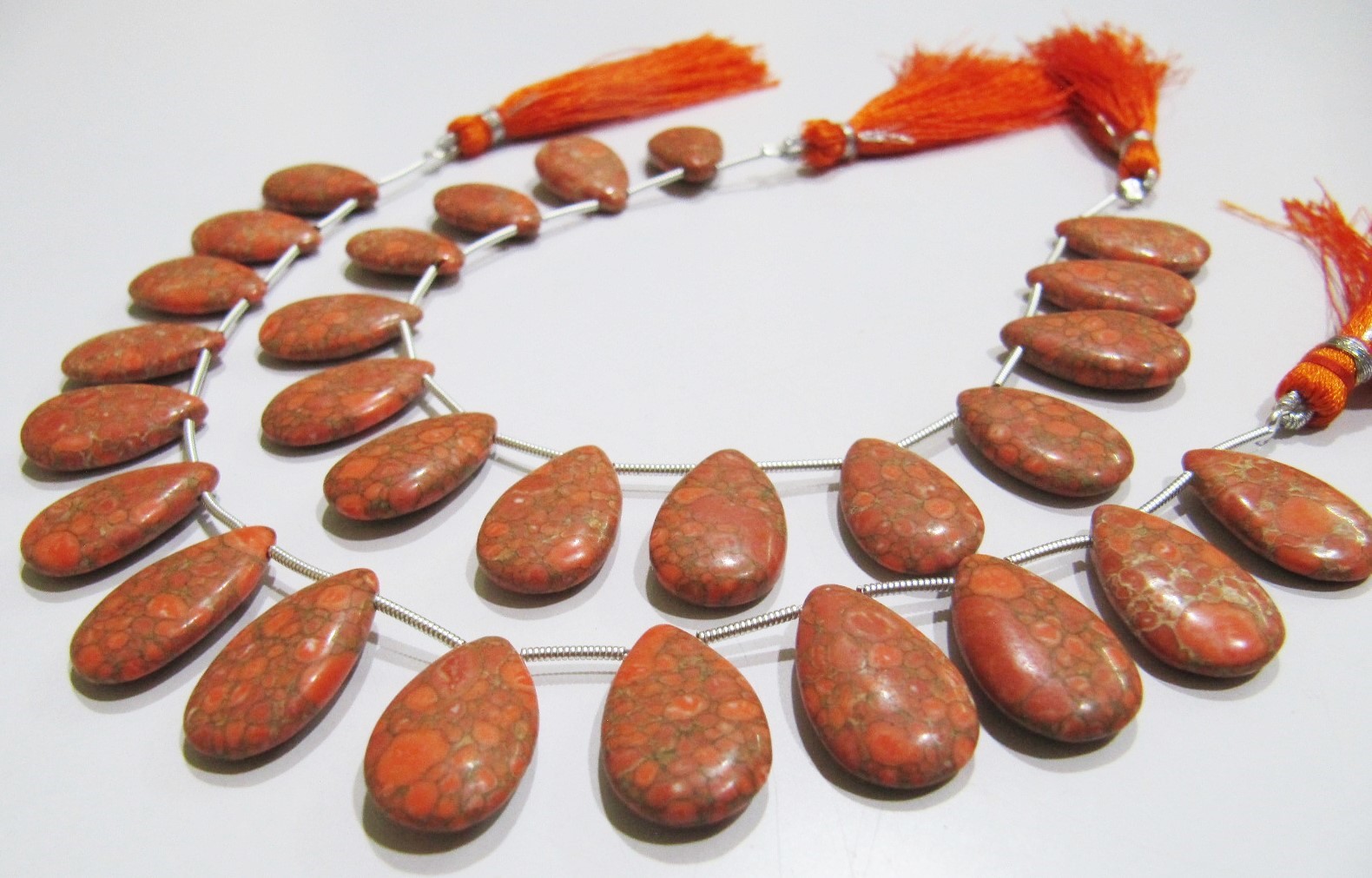 Green Aaa Quality Orange Copper Tourquoise Pear Shape Beads
