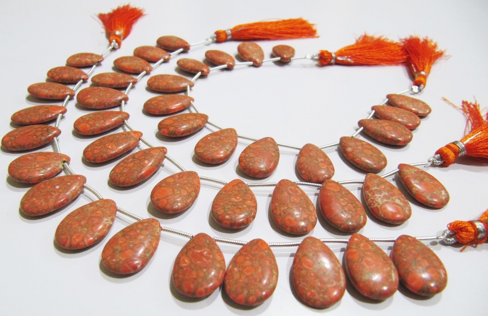 Green Aaa Quality Orange Copper Tourquoise Pear Shape Beads