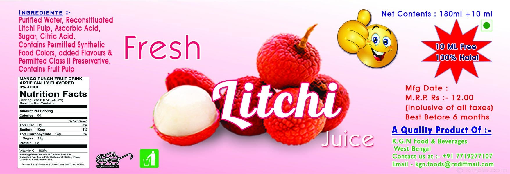Juice Bottle Packaging Labels - Paper & Plastic Laminated, Customizable Design, Shelf Adhesive Gumming
