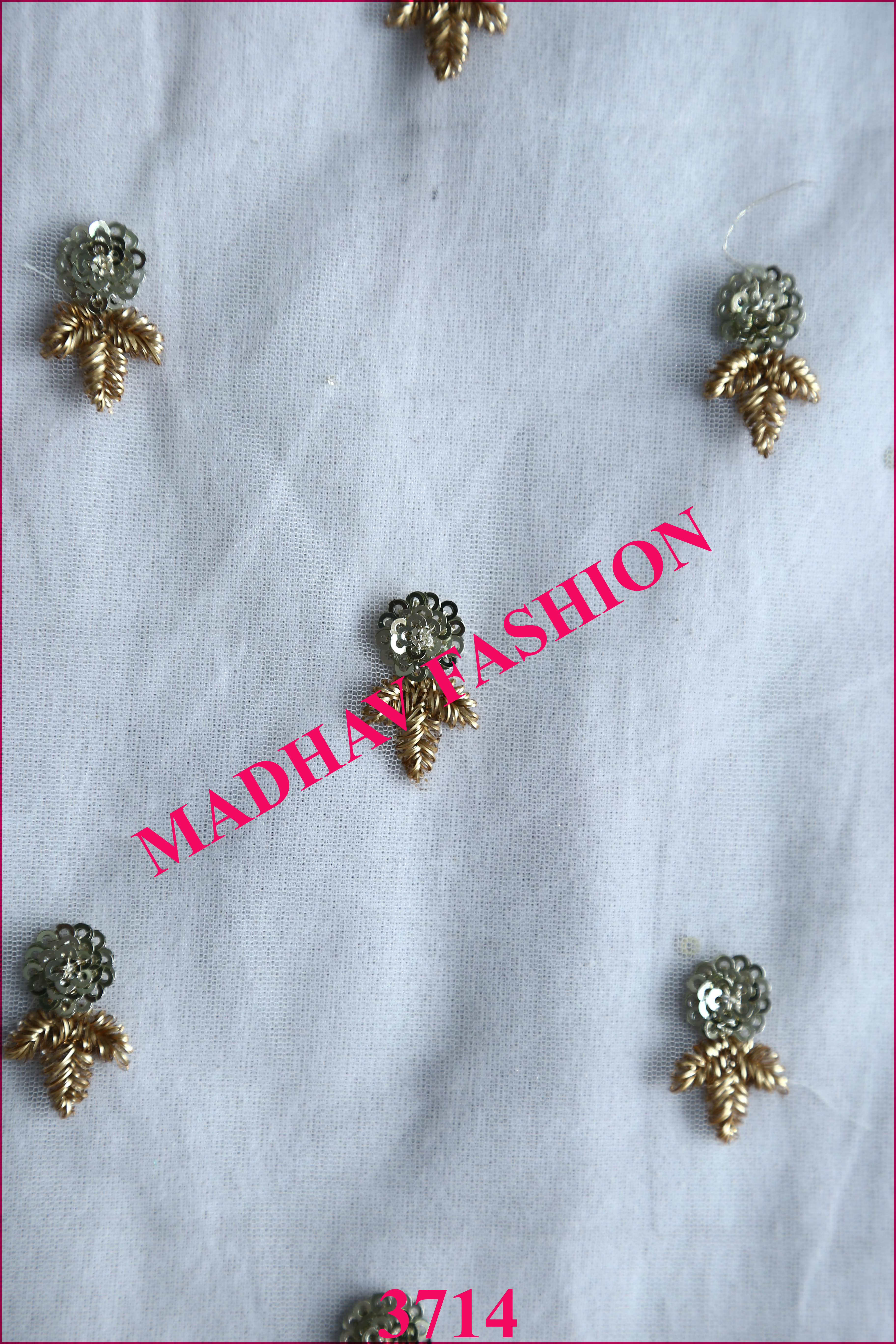 White Sequin With Zari Embroidery