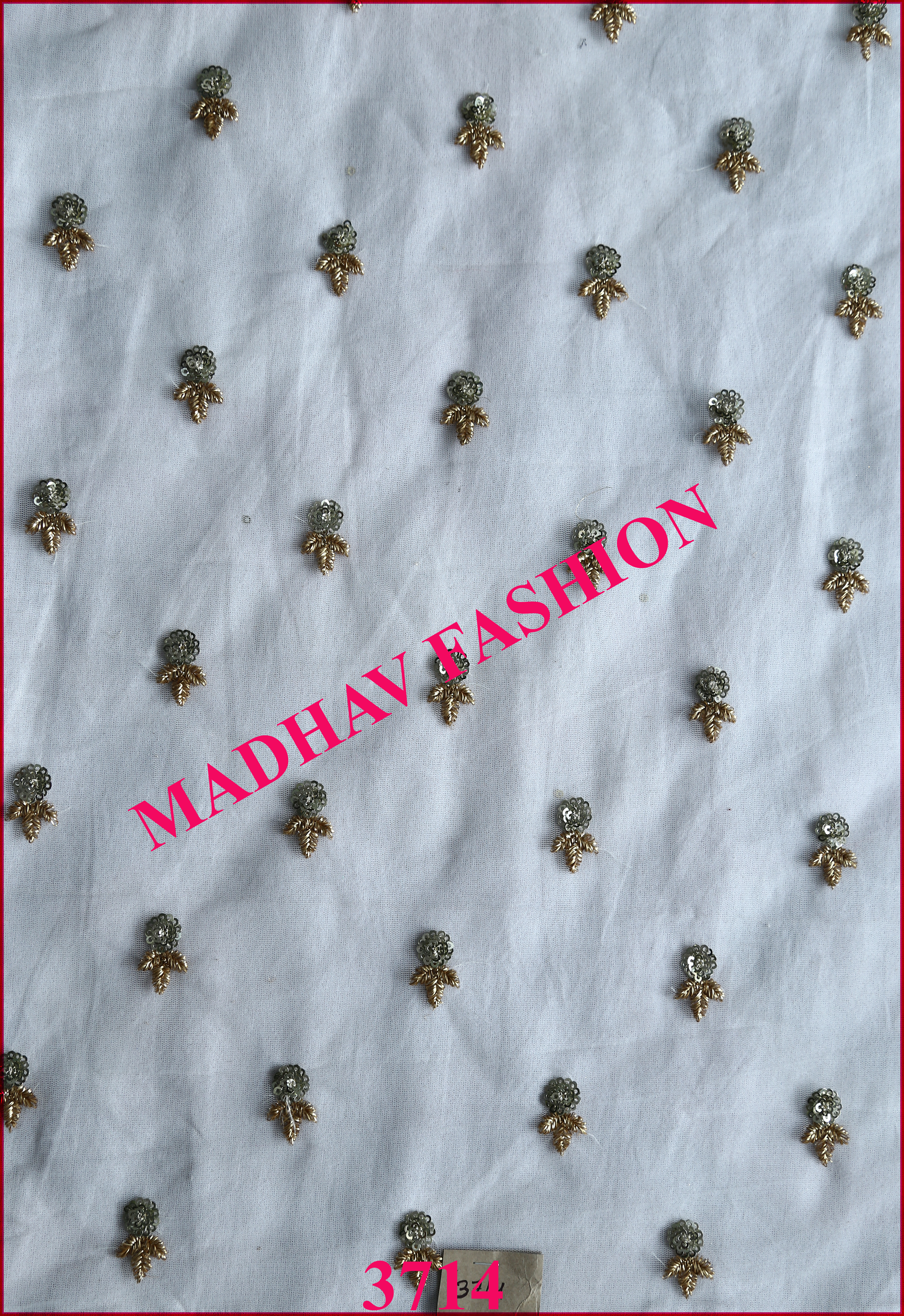 White Sequin With Zari Embroidery