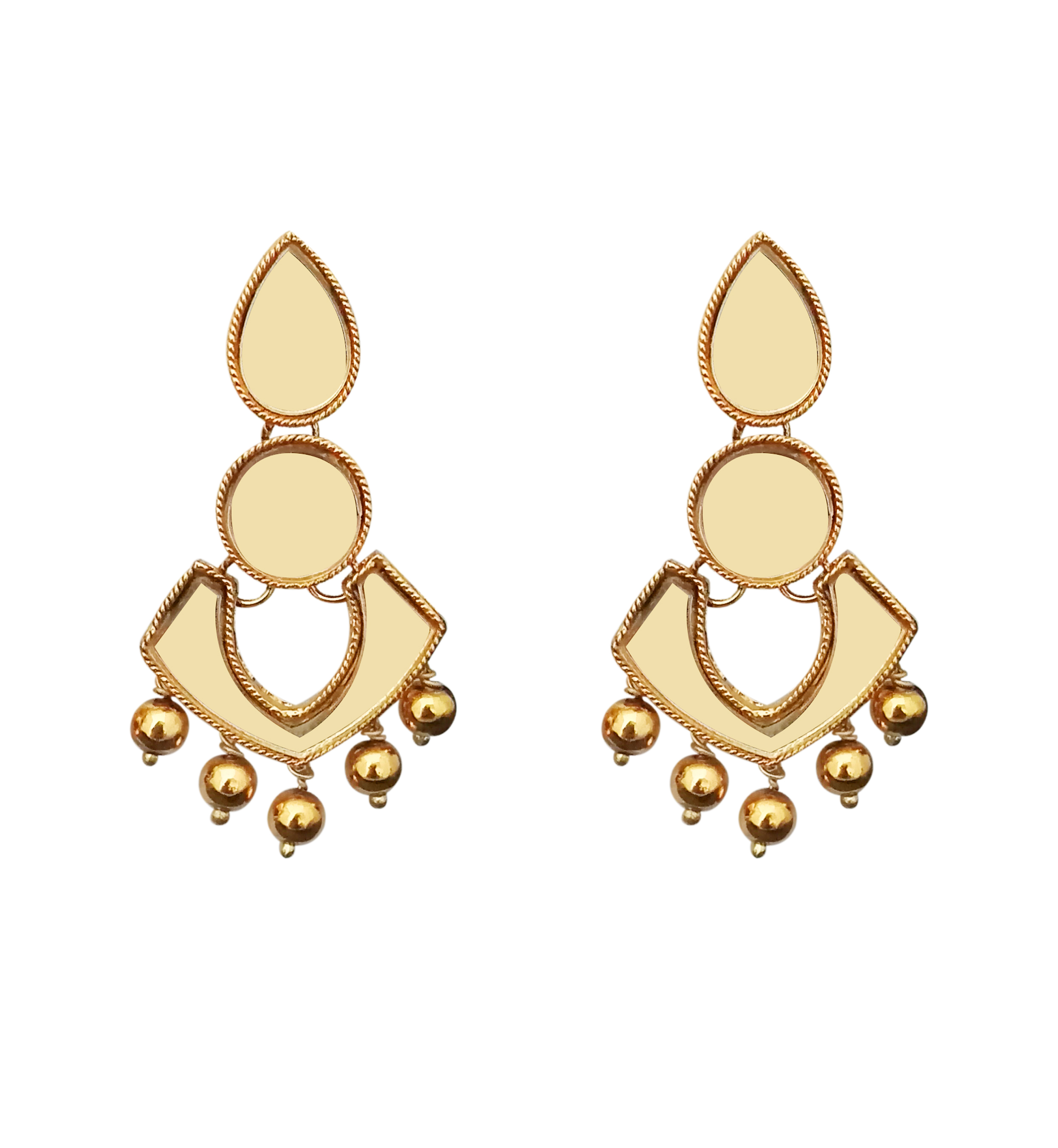 Mirror Dangler Earrings - Zinc Alloy, Elegant Funky Design For Casual And Party Wear | Stylish Must-have Jewelry For All Occasions