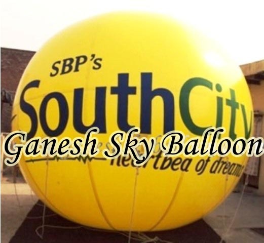 Shop Advertising Balloon - Pvc 12x12 Feet Yellow Sky Balloon, Eco-friendly, Customized Digital Printing, Non-toxic Material, Hydrogen Gas Use, Includes Training And Supporting Ropes