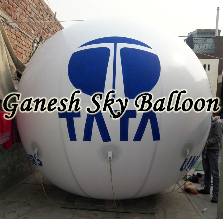 Shop Advertising Balloon - Pvc 12x12 Feet Yellow Sky Balloon, Eco-friendly, Customized Digital Printing, Non-toxic Material, Hydrogen Gas Use, Includes Training And Supporting Ropes