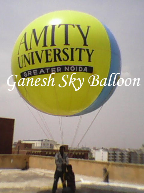 Shop Advertising Balloon - Pvc 12x12 Feet Yellow Sky Balloon, Eco-friendly, Customized Digital Printing, Non-toxic Material, Hydrogen Gas Use, Includes Training And Supporting Ropes