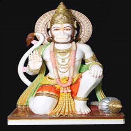 पॉलिश किए हुए संगमरमर की हनुमान मूर्ति