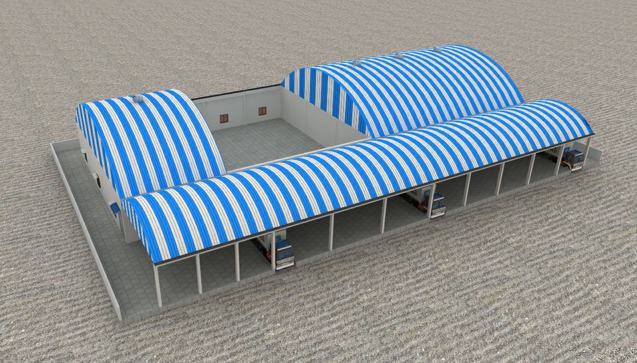 Rice Mill Support Less Roofing System - Customized Arch Roof, Sturdy Structure, Long Service Life, Fine Finish, Easy Installation, Extra Working Space