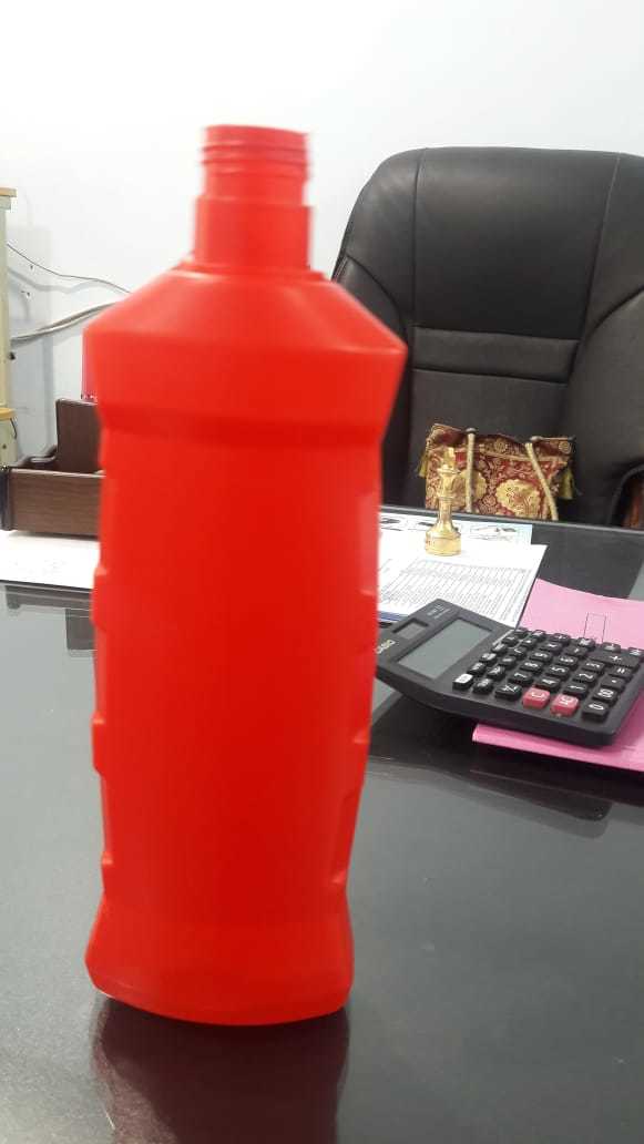Red Empty Bathroom Cleaner Bottle