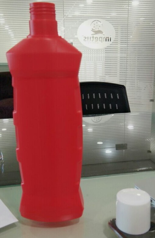 Red Empty Bathroom Cleaner Bottle