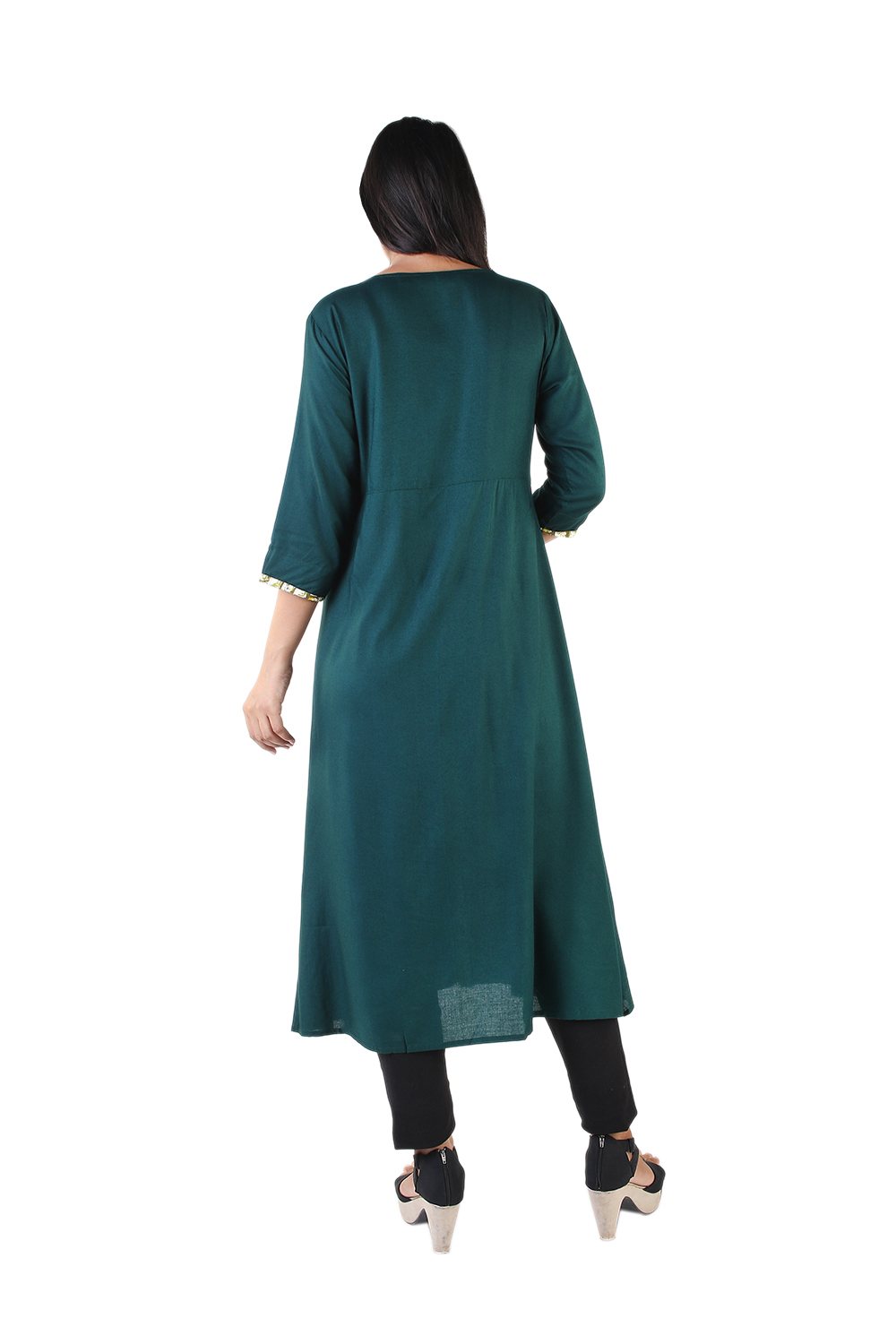 Ladies Designer Kurti - 100% Rayon, Sizes S-xxl, Green Color, 3/4th Sleeves | Eco-friendly, Breathable, Anti-wrinkle, Printed Design