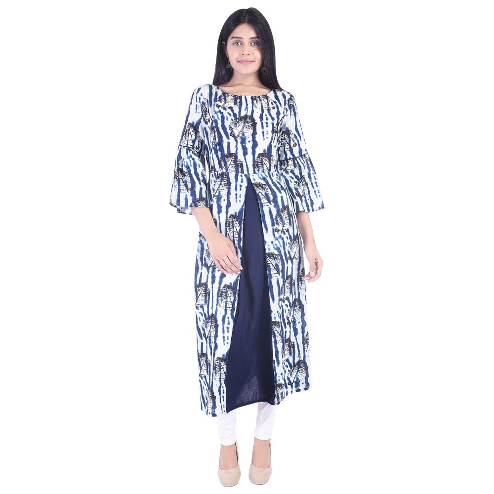 Ladies Fancy Kurti - 100% Cotton, Sizes S, M, L, Xl, Xxl, Multi Color | Eco-friendly, Anti-wrinkle, Breathable, 3/4th Sleeves, Printed Design