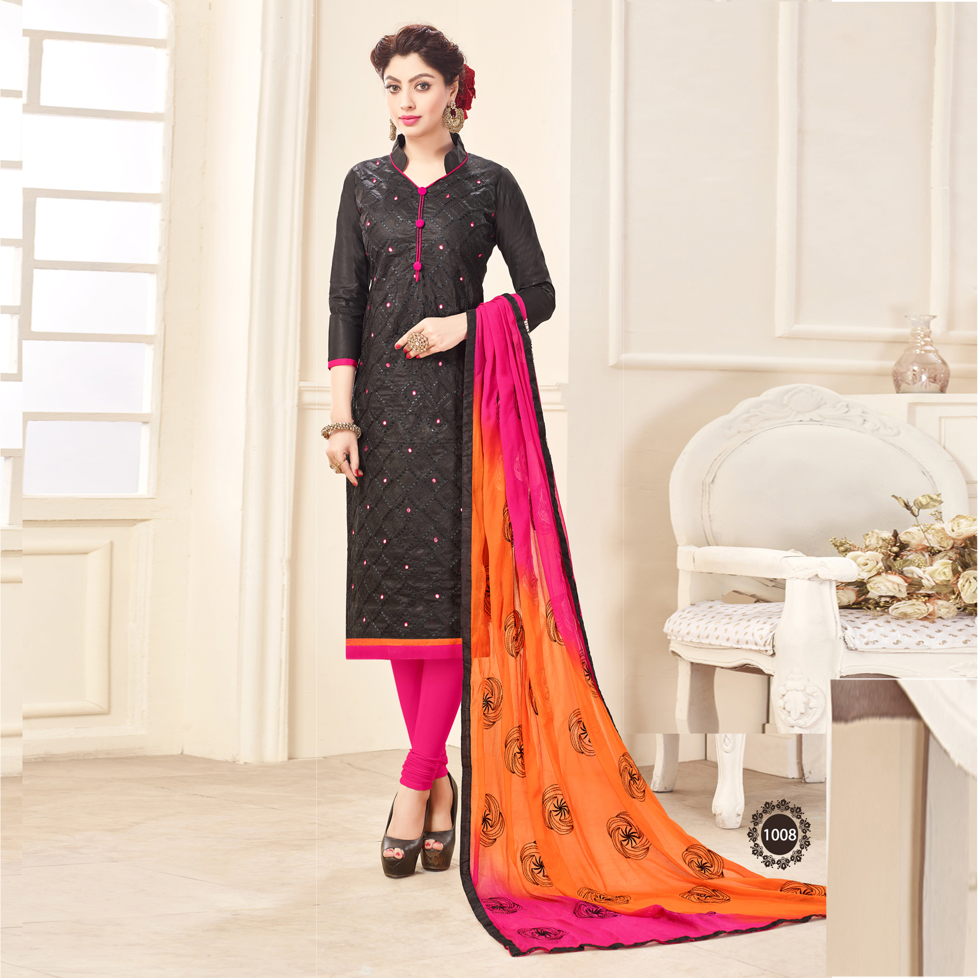 Orange Formal Cotton Salwar Suit