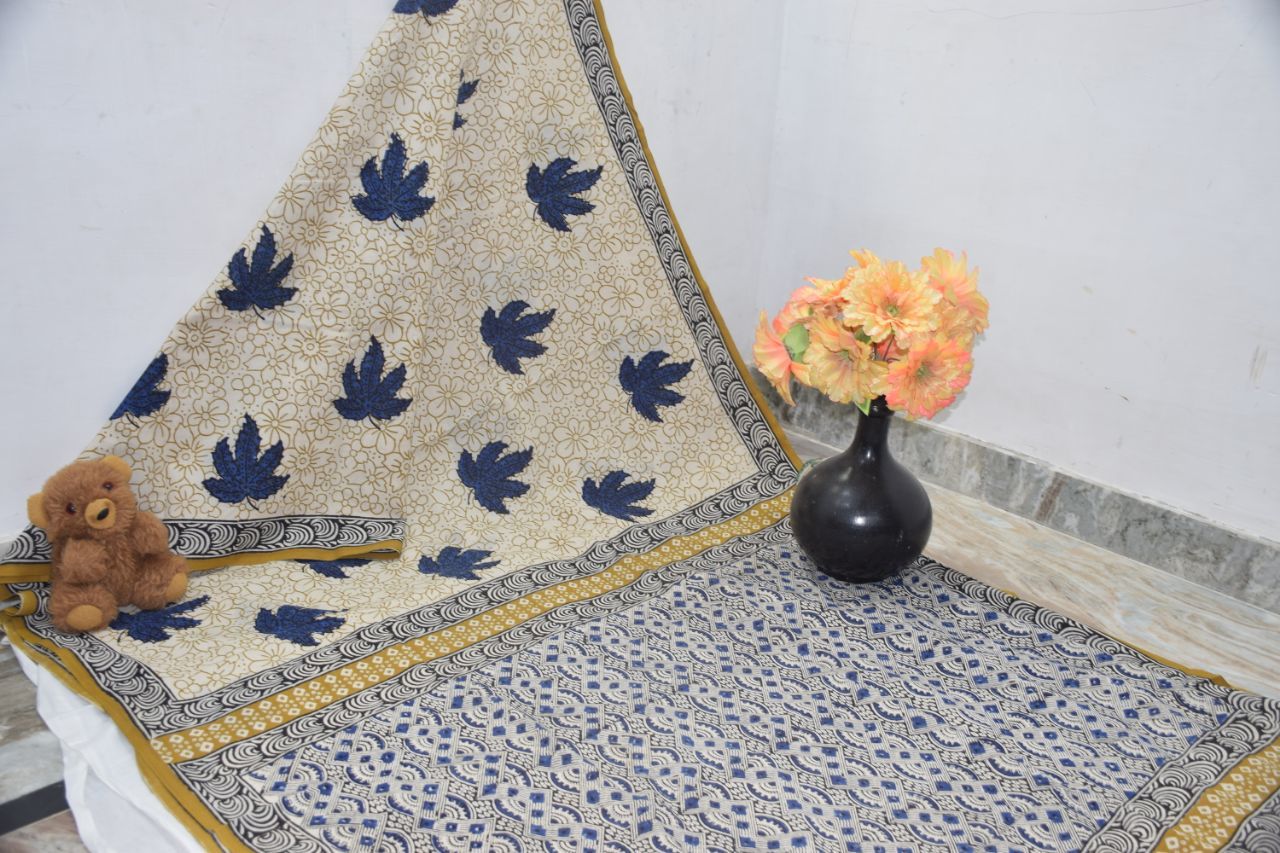 Cotton Silk Ladies Hand Printed Sarees