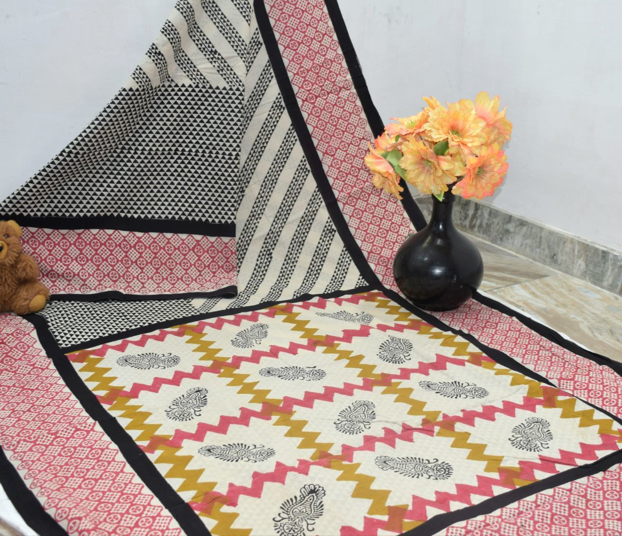 Cotton Silk Ladies Hand Printed Sarees