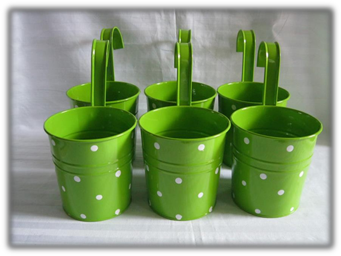 Red Planter Bucket Polka Dots