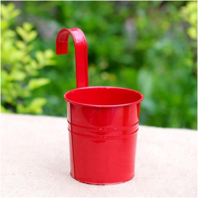 Red Planter Bucket Polka Dots