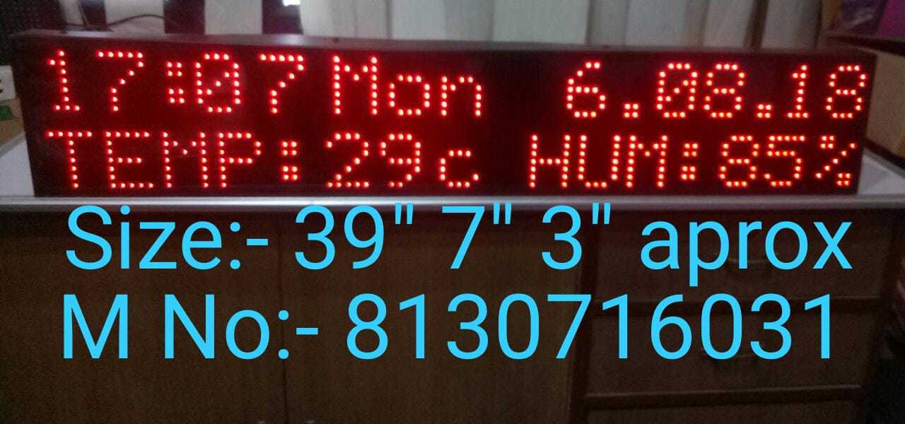 Temperature Humidity Time Day And Date Led Display Board - Measuring Range: -40â°c To +80â°c, 0-100% Rh | Large Display, Real-time Data Logger, In-built Alarm