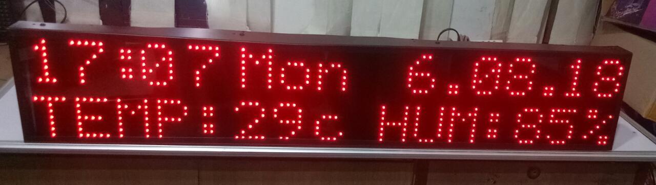 Temperature Humidity Time Day And Date Led Display Board - Measuring Range: -40â°c To +80â°c, 0-100% Rh | Large Display, Real-time Data Logger, In-built Alarm