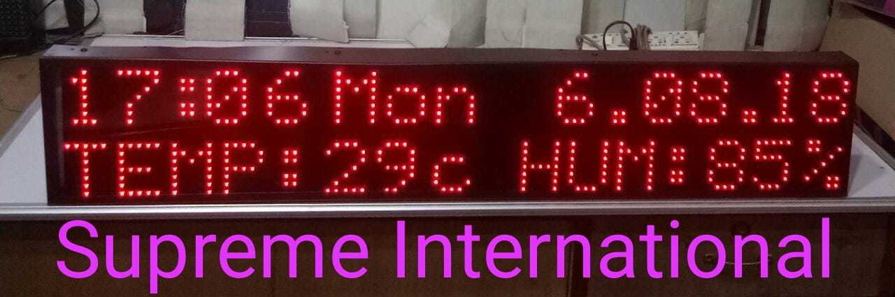 Temperature Humidity Time Day And Date Led Display Board - Measuring Range: -40â°c To +80â°c, 0-100% Rh | Large Display, Real-time Data Logger, In-built Alarm