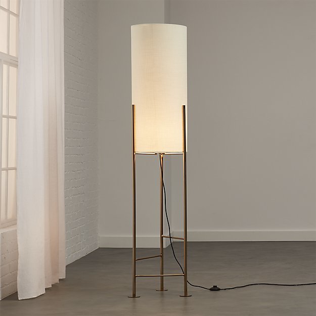 Tripod Floor Lamp - Metal, 8x60 Inches , Black And Cream Color, Modern Design, Fluorescent Light Source