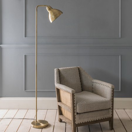 Designer Floor Lamp - Metal, Total H 140 X W 50 X Dia 23 Cm, Elegant Gold Finish, Modern Style With Fluorescent Light Source