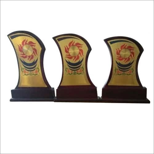 Designer Wooden Memento - Metal & Wood, Golden & Black Color | Hand-crafted, Termite Proof, Sports Theme Awards