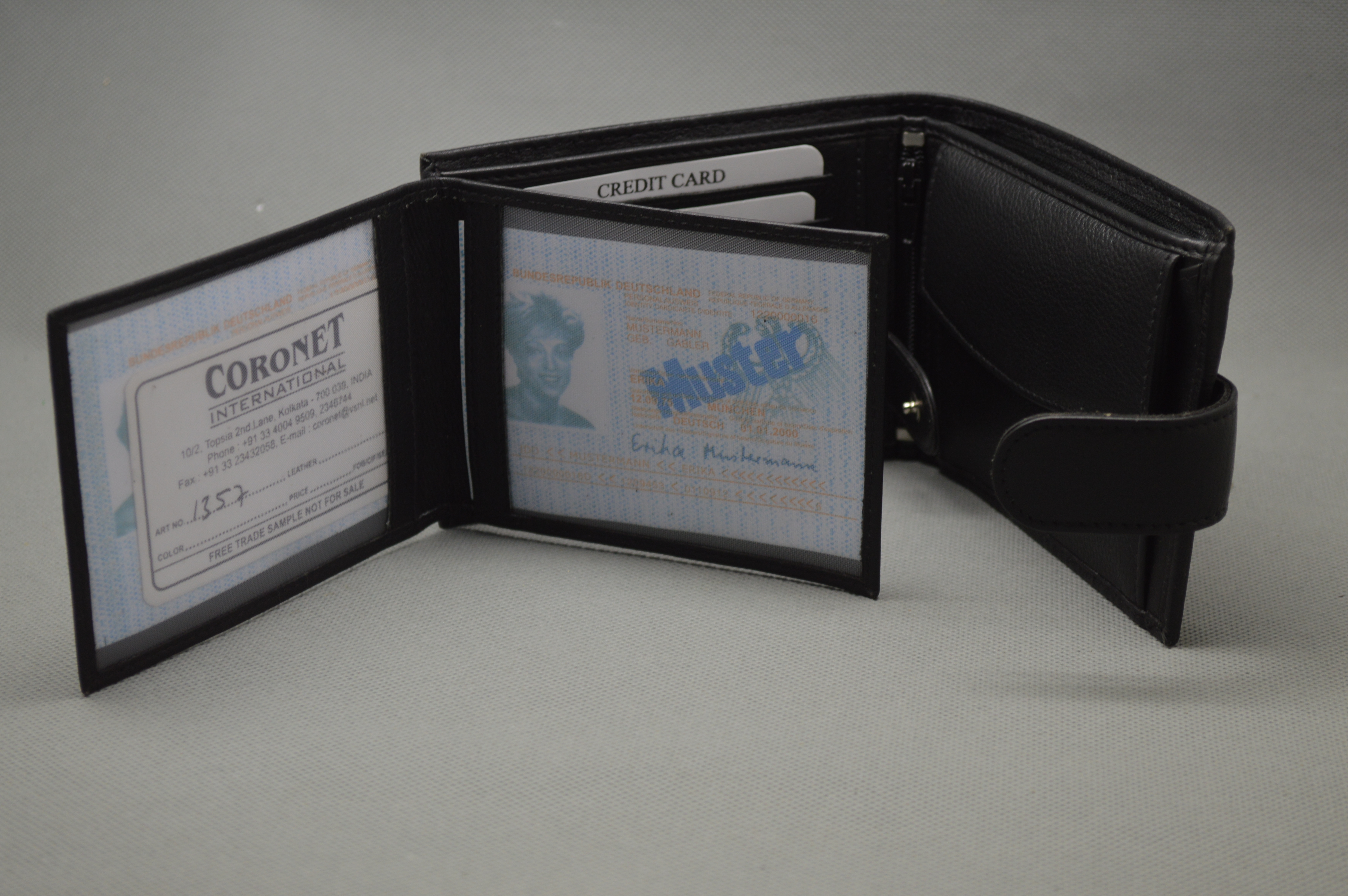 Black Leather Wallet Design: European