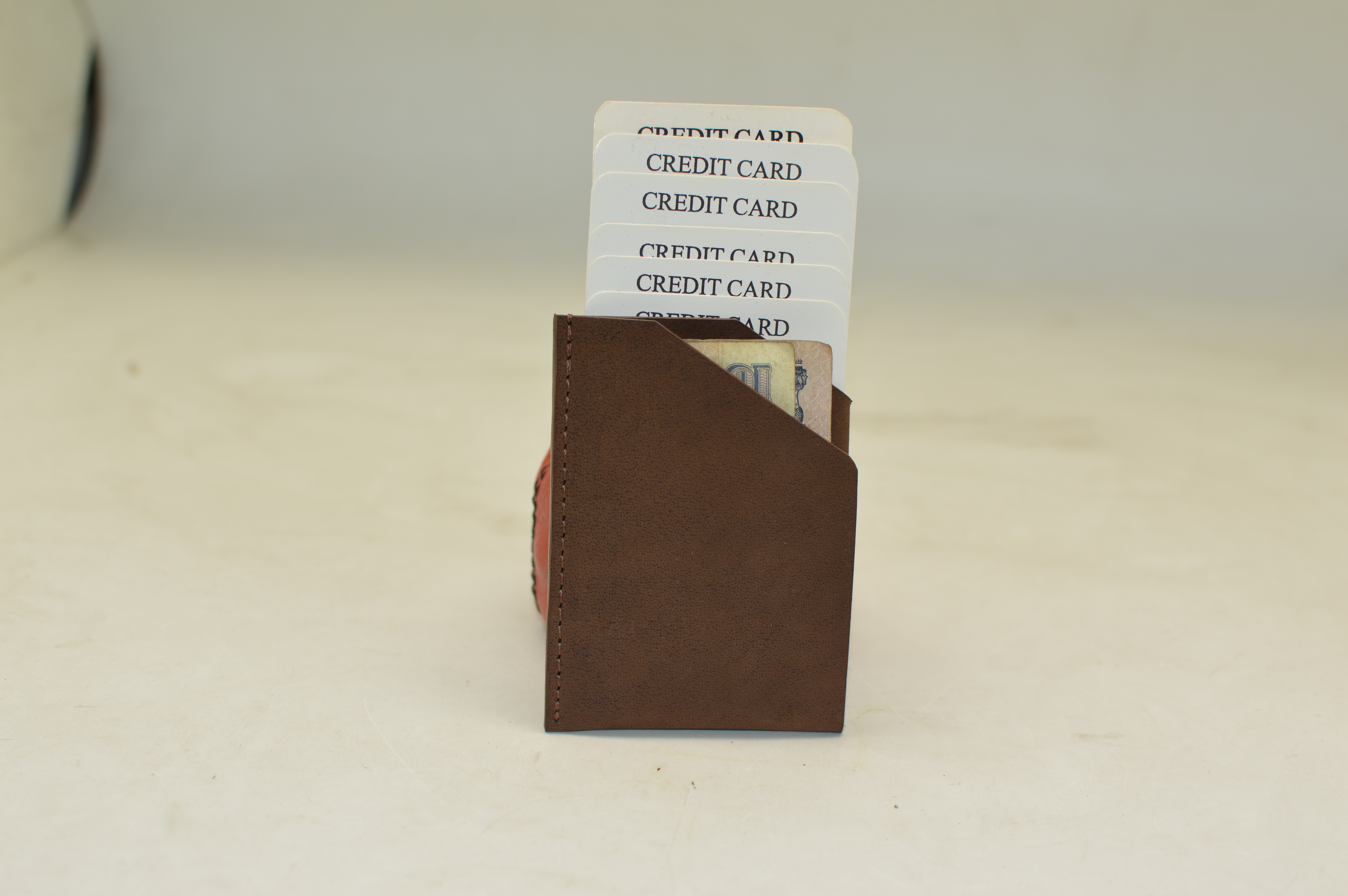 Vintage Brown Leather Credit Card Wallet