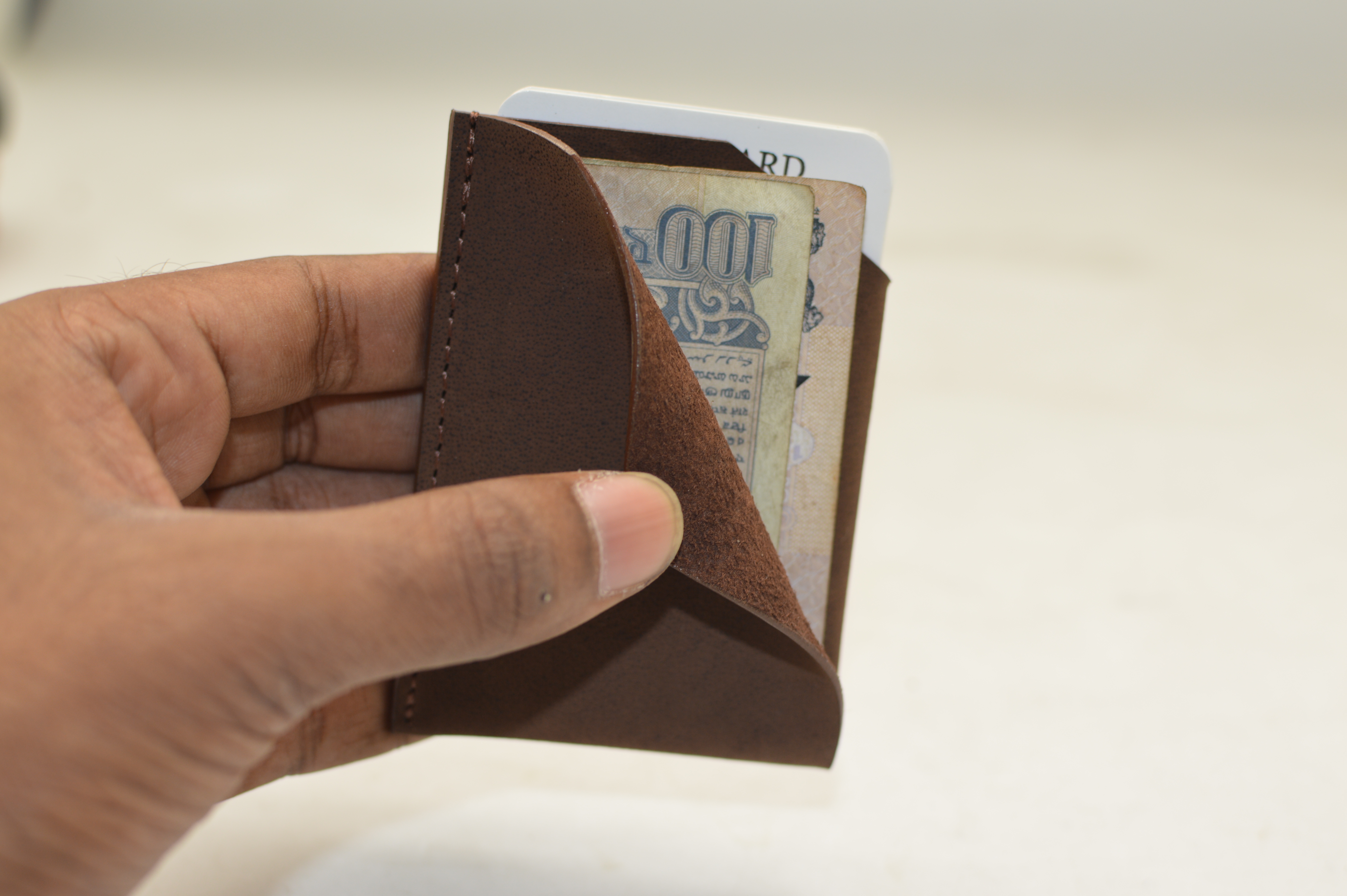 Vintage Brown Leather Credit Card Wallet