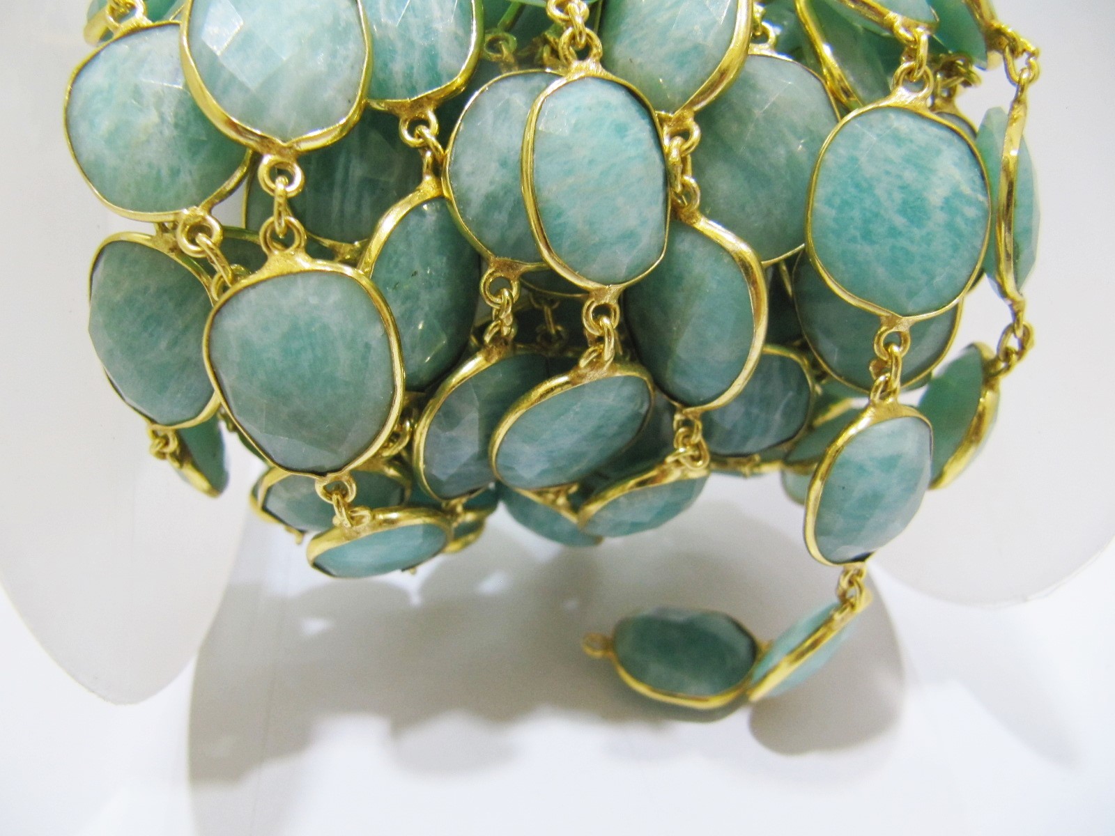 Natural Amazonite Uneven Shape Briolette Connector Chain Size: 10x13mm
