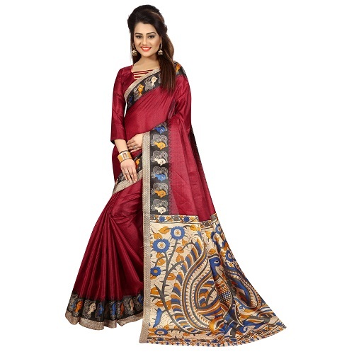 Fancy Silk Saree - Art Silk Fabric, 5.5 Mtr Length, Multi-color Print | Elegant Design For All Seasons: Rainy, Spring, Summer, Winter
