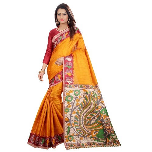 Fancy Silk Saree - Art Silk Fabric, 5.5 Mtr Length, Multi-color Print | Elegant Design For All Seasons: Rainy, Spring, Summer, Winter