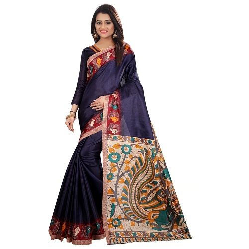 Fancy Silk Saree - Art Silk Fabric, 5.5 Mtr Length, Multi-color Print | Elegant Design For All Seasons: Rainy, Spring, Summer, Winter