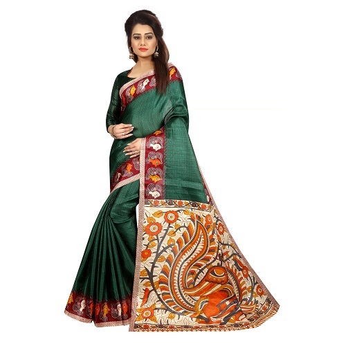 Fancy Silk Saree - Art Silk Fabric, 5.5 Mtr Length, Multi-color Print | Elegant Design For All Seasons: Rainy, Spring, Summer, Winter