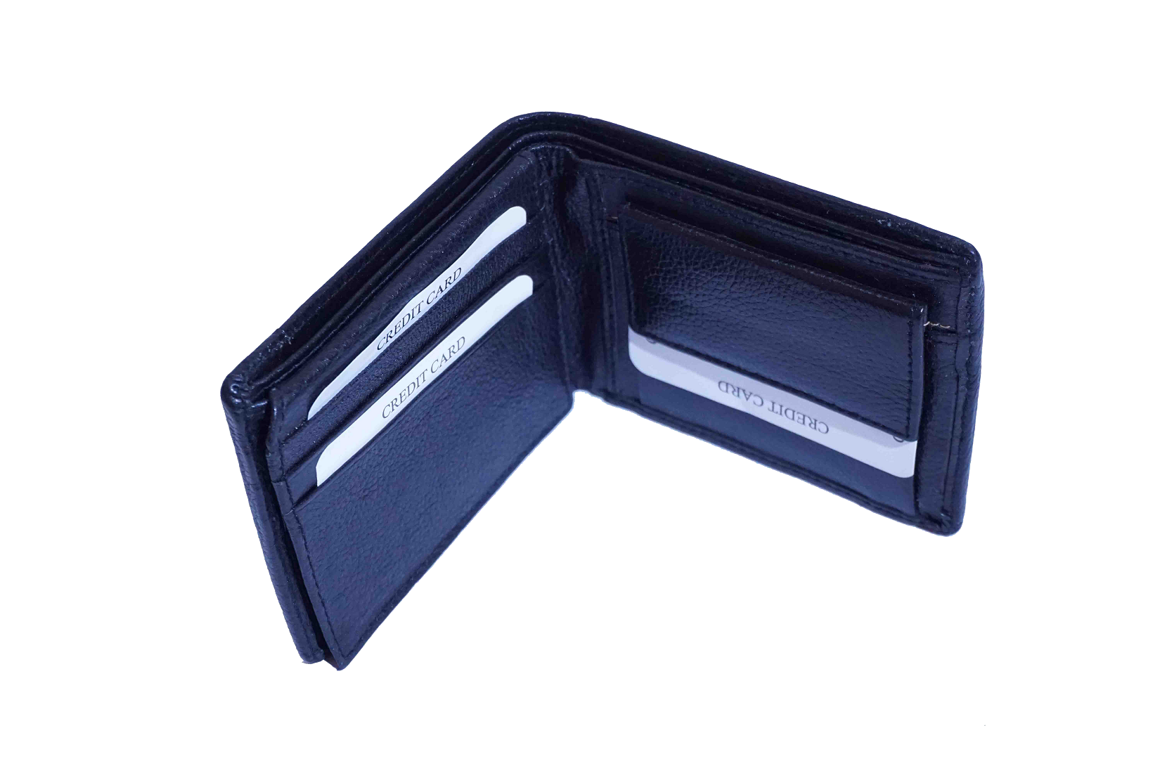 Apf Collection Apfp1008 - Indium Leather Wallet, Black | Folded Design, Coin Pocket, Multiple Card Slots For Credit & Debit Cards