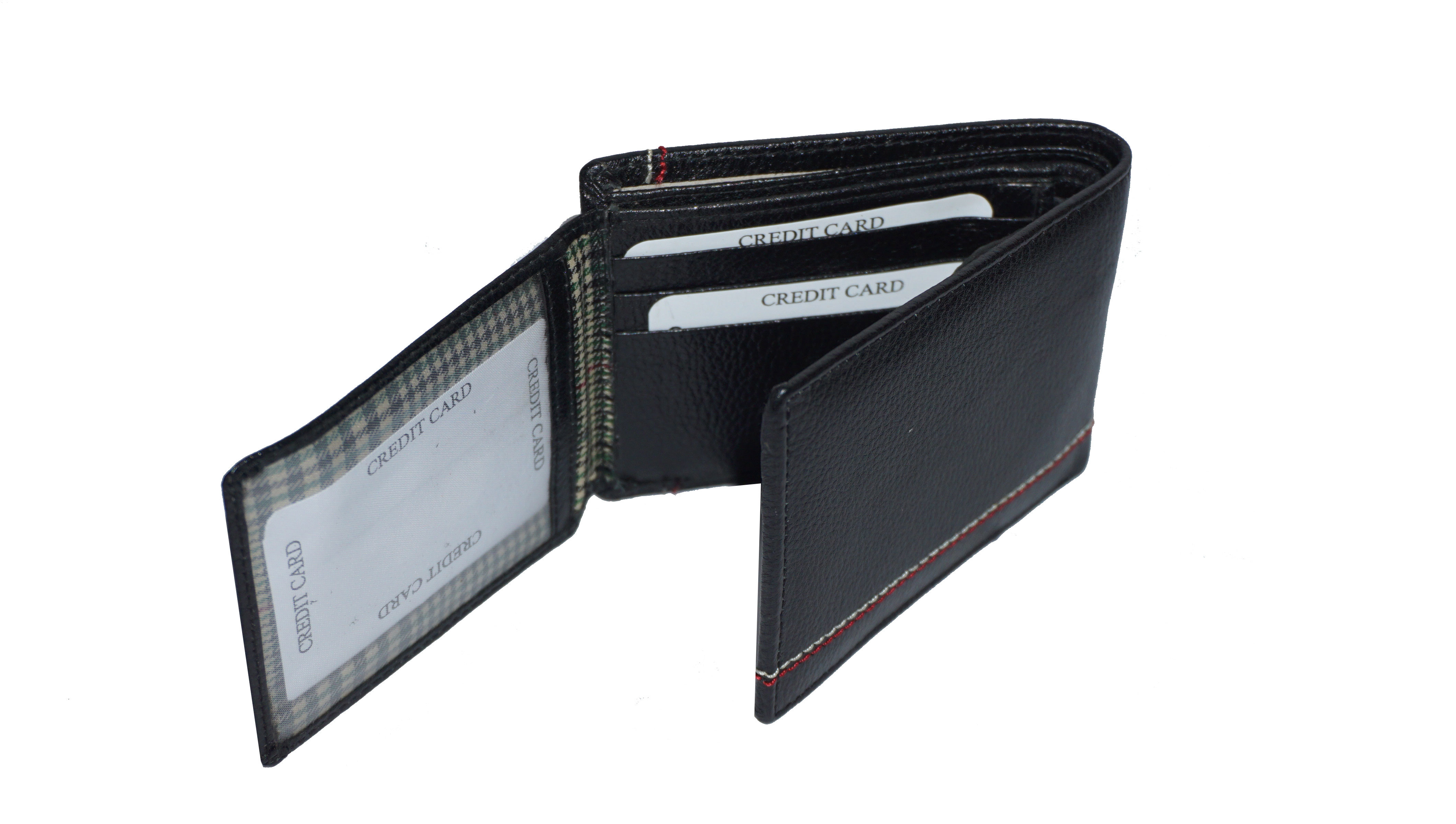 Indium Leather Wallet - Folded Design, Black Color | Stylish Coin Pocket, Multiple Card Slots For Credit And Debit Cards