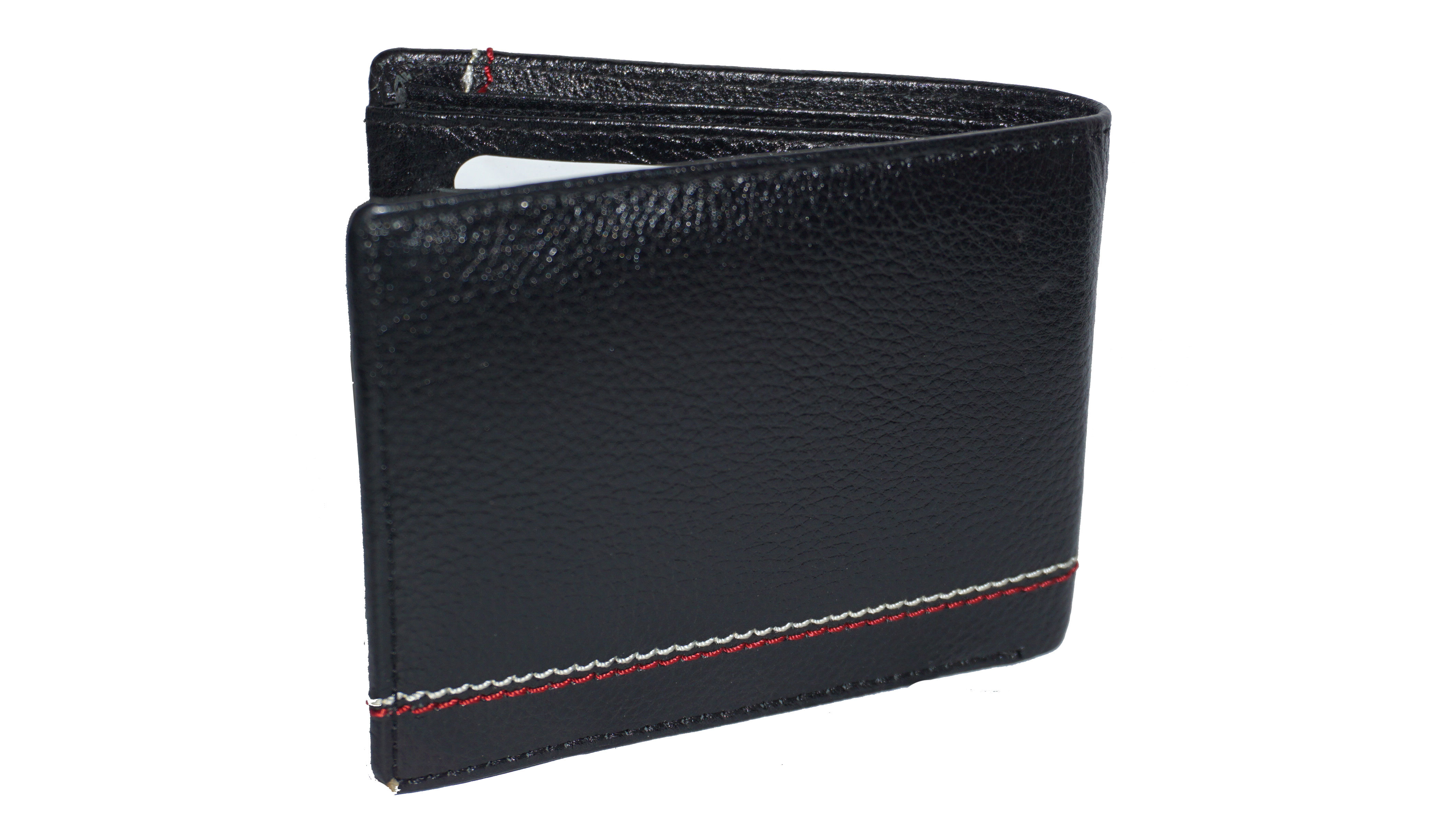 Indium Leather Wallet - Folded Design, Black Color | Stylish Coin Pocket, Multiple Card Slots For Credit And Debit Cards