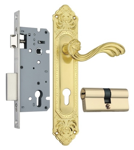 Gold Zinc Mortise Handle Lock Set