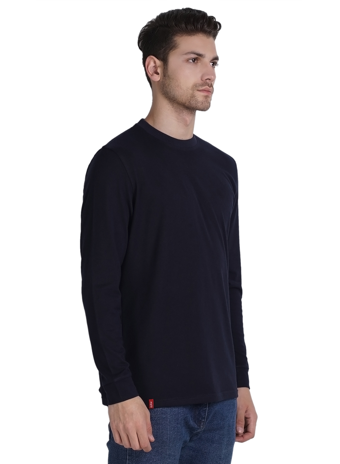 Wake Up Competition Solid Mens Round Neck Navy T-shirt