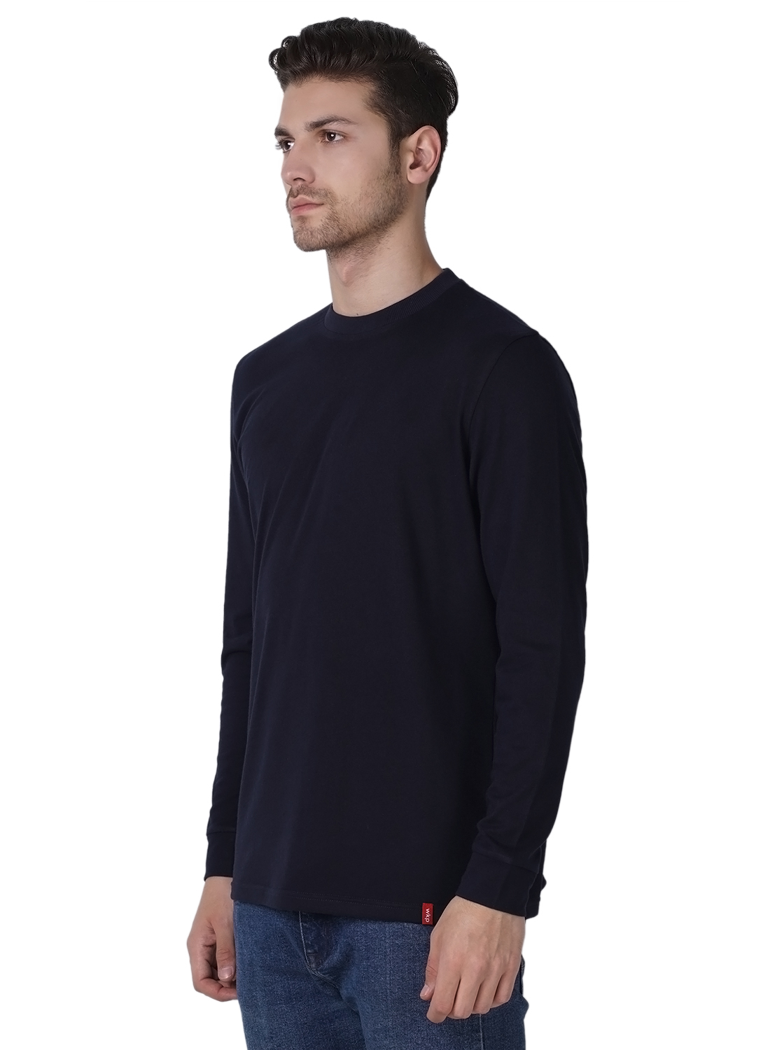 Wake Up Competition Solid Mens Round Neck Navy T-shirt