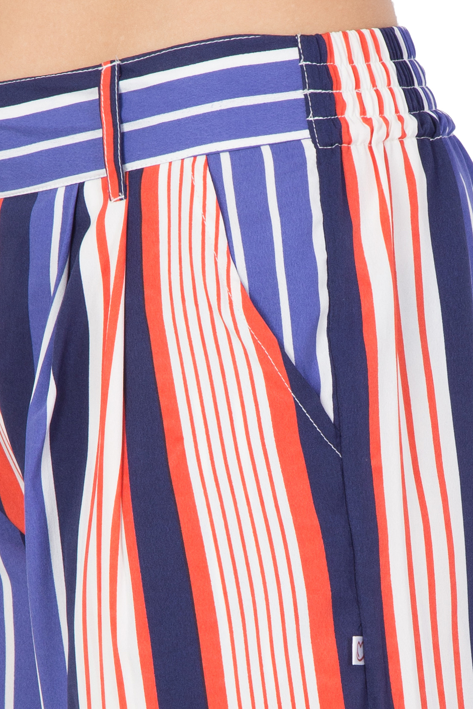 Mythya Flared Ladies Striped Multicolor Trousers - Crepe, 40 Inch Length, Custom Sizes S-xl, Trendy Striped Pattern, Versatile For All Seasons - Belt Loops For Stylish Fit