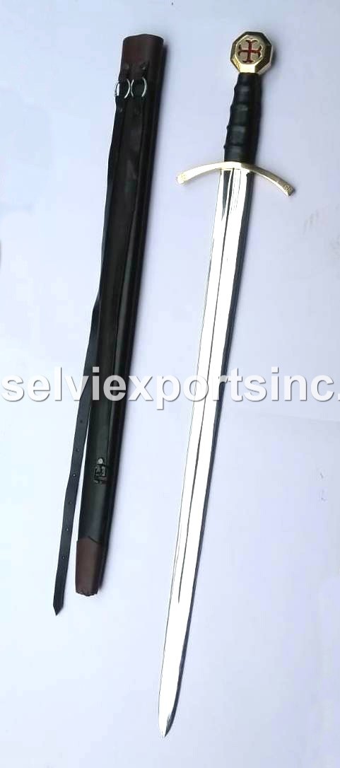 Templar Medieval War Sword Length: 37.5 Inch (In)