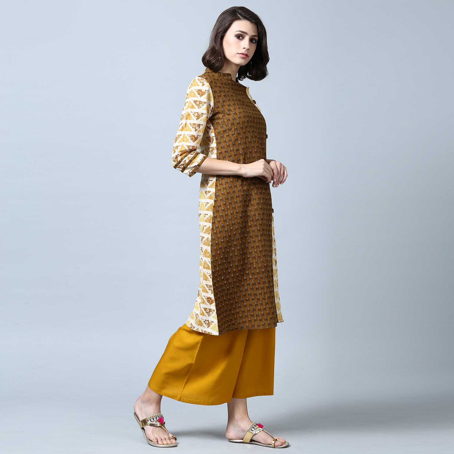 Printed Cotton Kurti - A-line, 3/4 Sleeve | Multi Color, Breathable, Quick Dry, Washable, Ideal For Girls In All Seasons