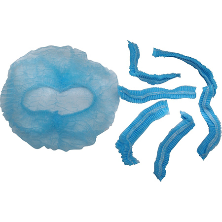 Disposable Bouffant Cap - Non Woven Spunlace Material, Various Sizes Available, Blue Color | Eco-Friendly, Waterproof Design, Comfortable Single/Double Elastic Options