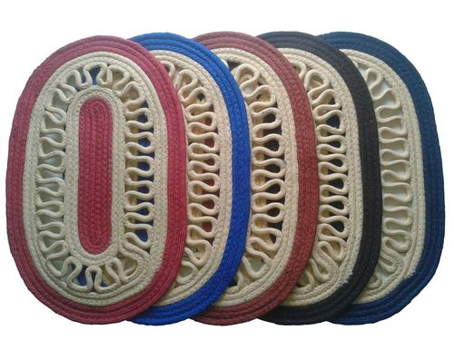 Wool Door Mats - Round Shape, Customized Sizes and Designs | Handmade in Pink, Blue, Black, and Brown