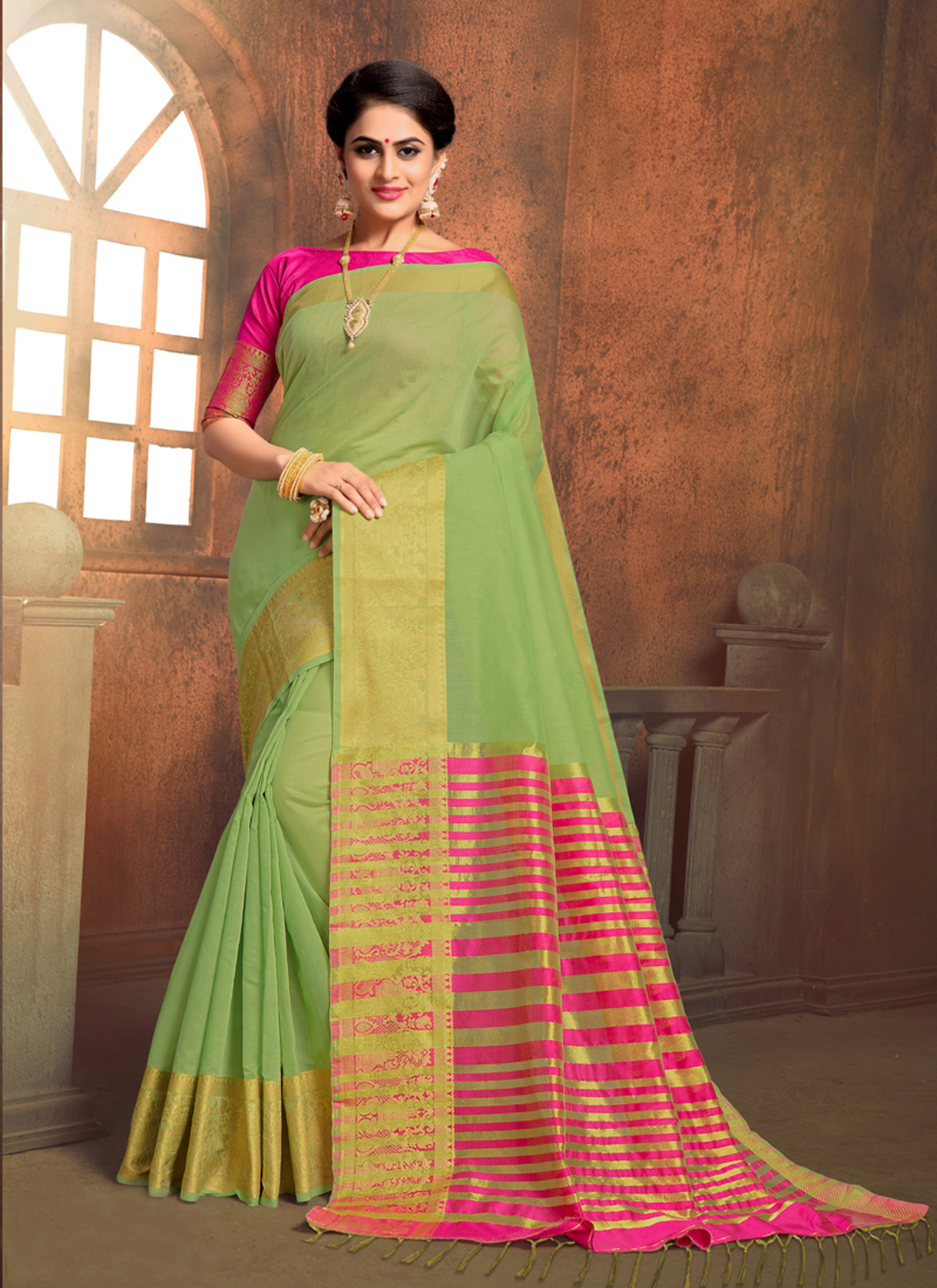 As Per Image Cotton Silk Saree